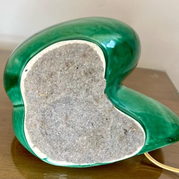 Vintage MCM TV Lamp - Planter, Green Drip Glaze, Shell Design Ambient Light Vibe - Picture 8 of 17